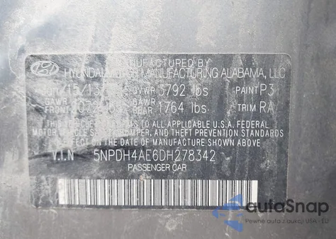 2013 Hyundai Elantra Limited из США, поврежденный, VIN 5NPDH4AE6DH278342